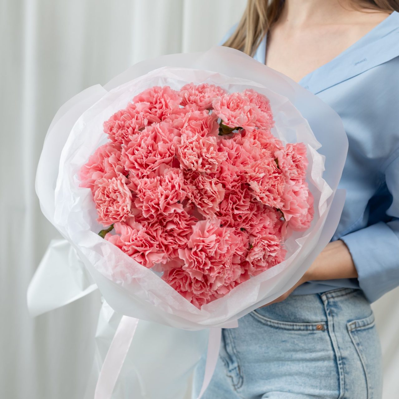 25 розовых диантусов